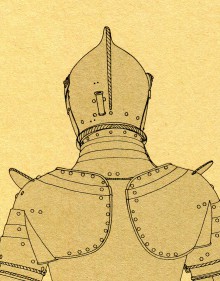 il.3. armet, fragment rysunku z książki Reid'a